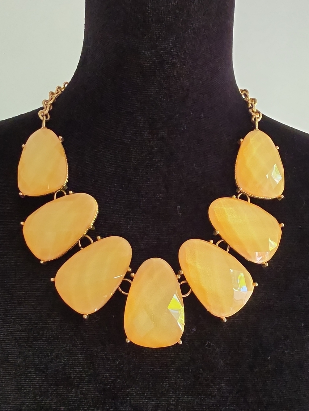 INC International Concepts Gold-Tone Orange Teardrop Bib Necklace